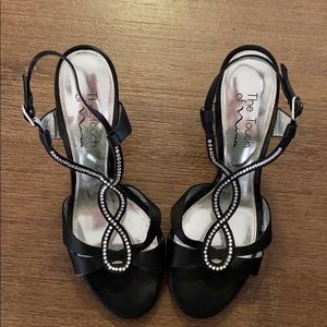 Black bedazzled heels, David’s bridal size 8.5
